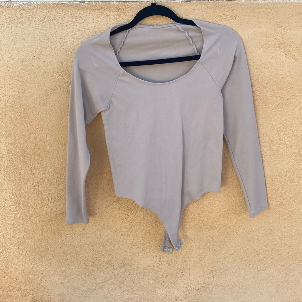 Long Sleeve Gray Bodysuit one size #longsleeve #bodysuit